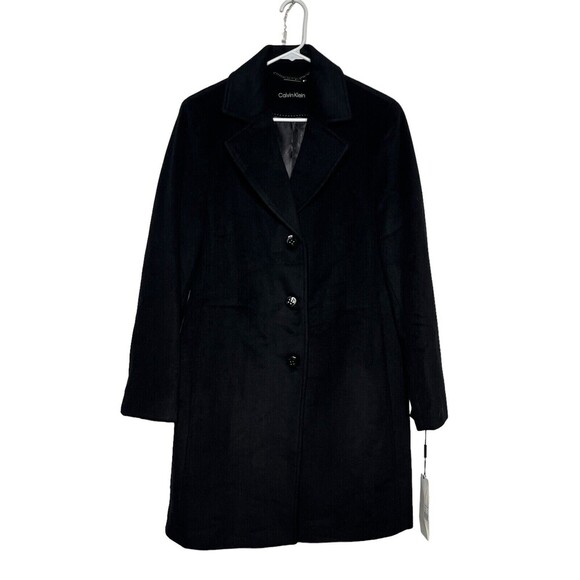 Calvin Klein Single Breasted Cashmere Wool Blend Reefer Coat Black Size 6 $400 - Picture 4 of 15